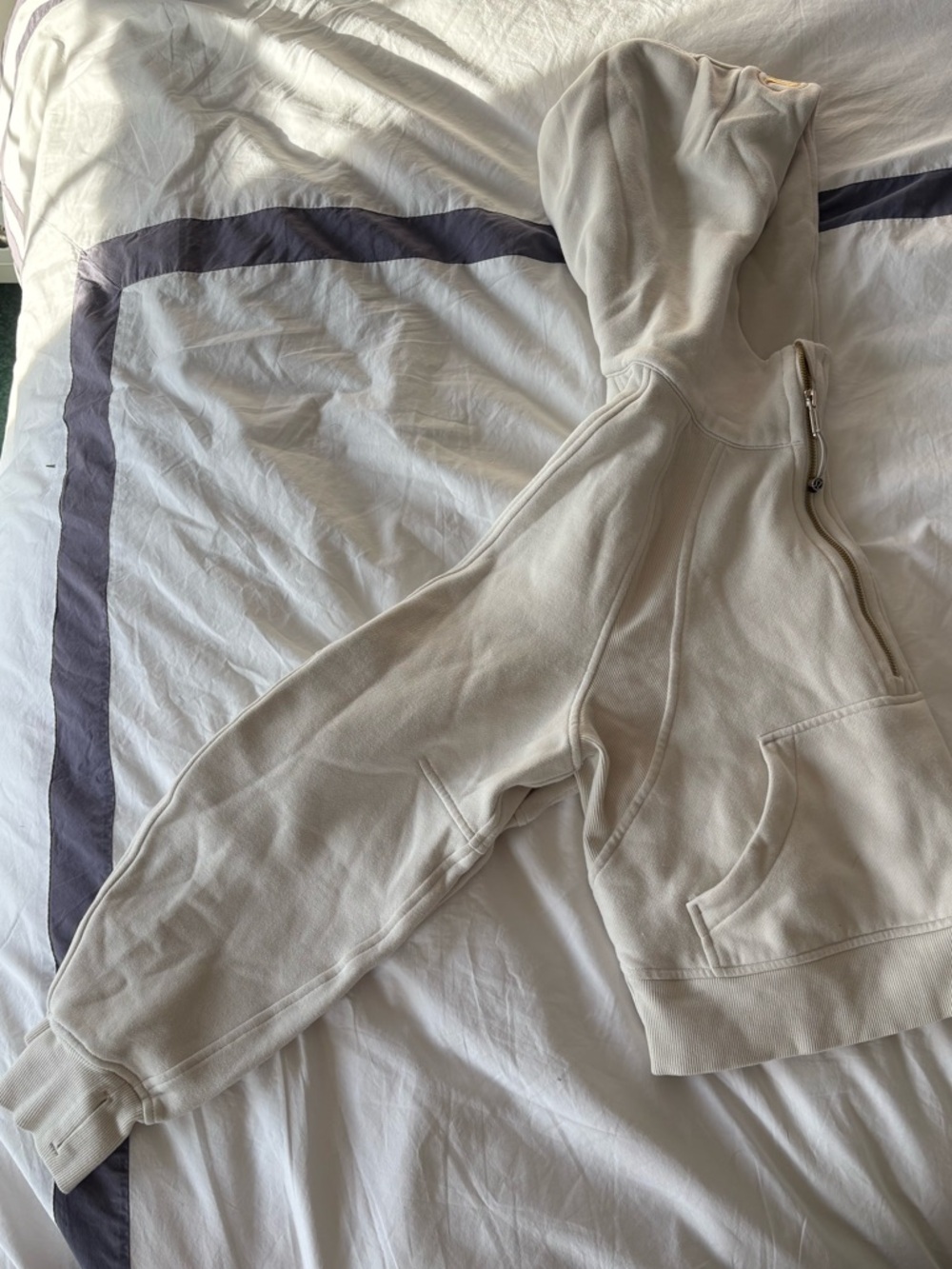 Lululemon Cream with Gold Accents Cropped Scuba Quarter Zip